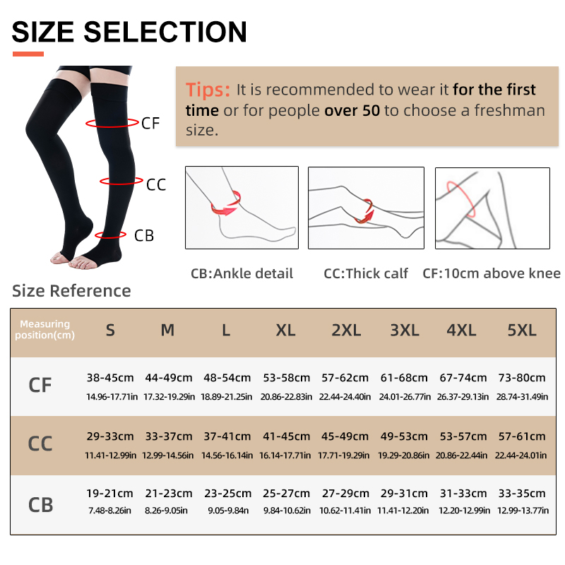 1Pair Thigh High Open Toe Medi - Echinacea recension och pris