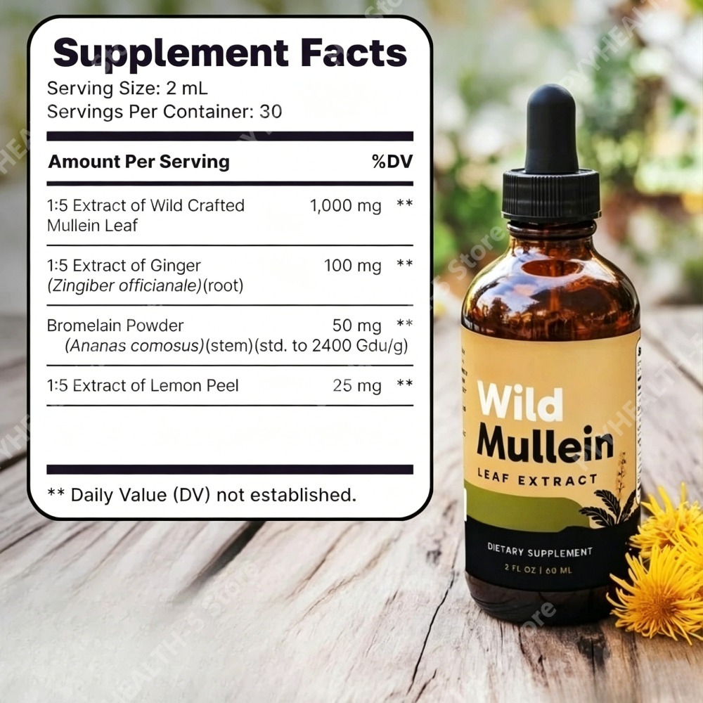 Wild Mullein Leaf Drops with G - Herbal Supplement recension och pris
