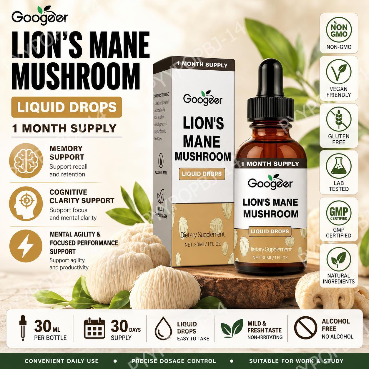 Googeer Lion's Mane Mushroom L - Herbal Tea recension och pris