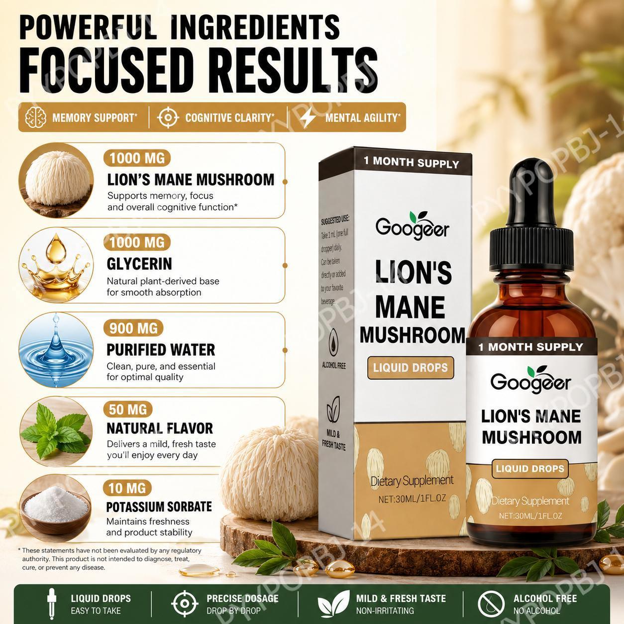 Googeer Lion's Mane Mushroom L - Herbal Tea recension och pris