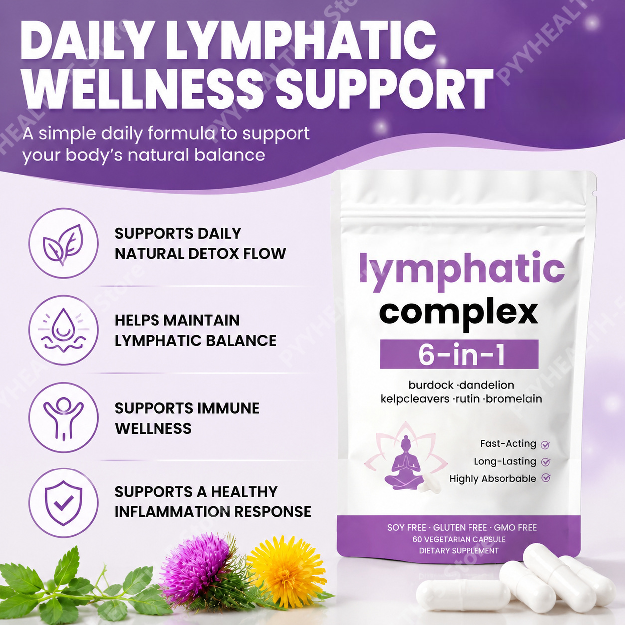 6‑in‑1 Lymphatic Complex Capsu - Herbal Supplement recension och pris